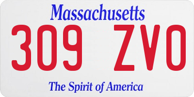 MA license plate 309ZV0