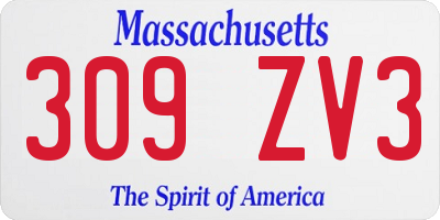 MA license plate 309ZV3