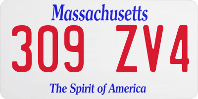 MA license plate 309ZV4