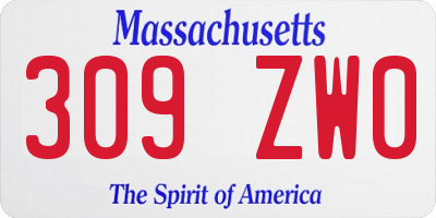 MA license plate 309ZW0