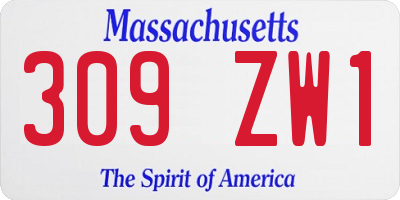 MA license plate 309ZW1