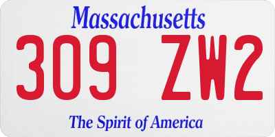 MA license plate 309ZW2