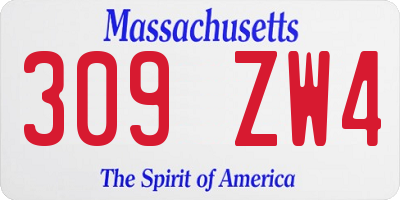 MA license plate 309ZW4