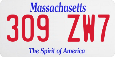 MA license plate 309ZW7