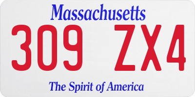 MA license plate 309ZX4