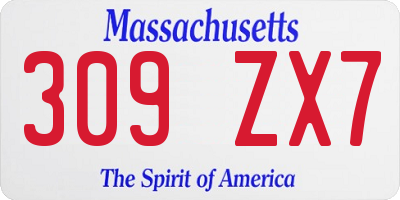 MA license plate 309ZX7