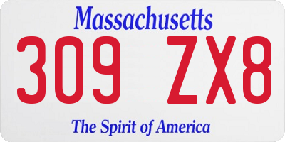 MA license plate 309ZX8