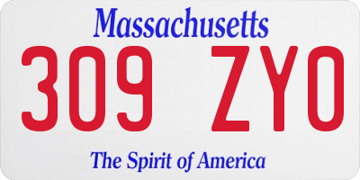 MA license plate 309ZY0