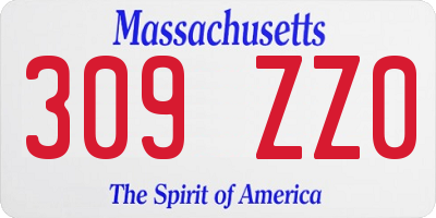 MA license plate 309ZZ0