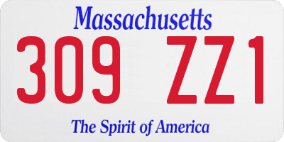 MA license plate 309ZZ1