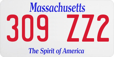 MA license plate 309ZZ2