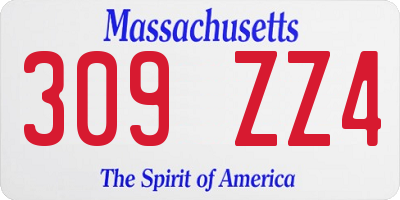 MA license plate 309ZZ4