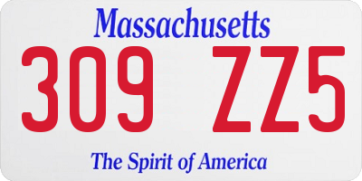MA license plate 309ZZ5