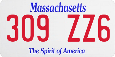 MA license plate 309ZZ6