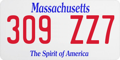 MA license plate 309ZZ7