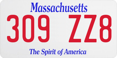 MA license plate 309ZZ8