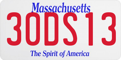 MA license plate 30DS13