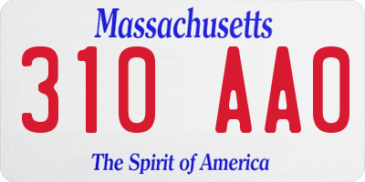MA license plate 310AA0