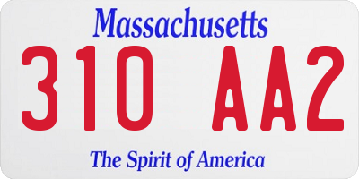 MA license plate 310AA2