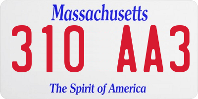 MA license plate 310AA3