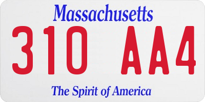 MA license plate 310AA4