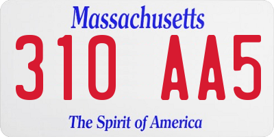 MA license plate 310AA5