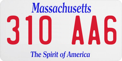 MA license plate 310AA6