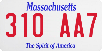 MA license plate 310AA7
