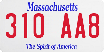 MA license plate 310AA8