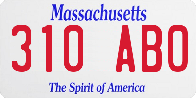 MA license plate 310AB0