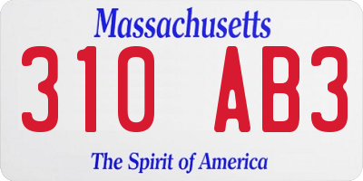 MA license plate 310AB3