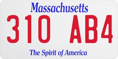 MA license plate 310AB4
