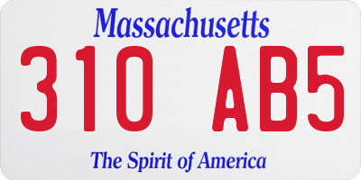 MA license plate 310AB5