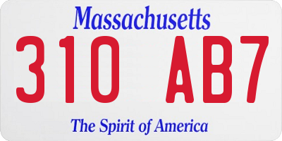 MA license plate 310AB7