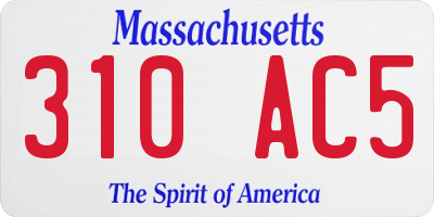 MA license plate 310AC5