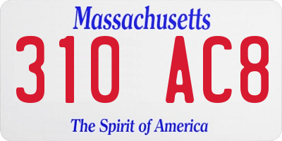 MA license plate 310AC8
