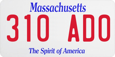 MA license plate 310AD0