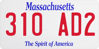 MA license plate 310AD2
