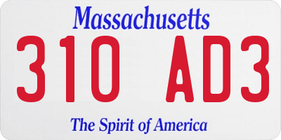 MA license plate 310AD3