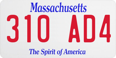 MA license plate 310AD4