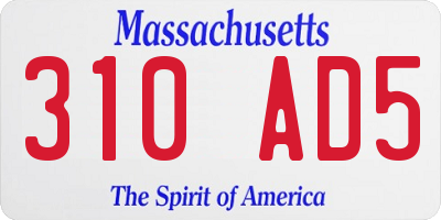 MA license plate 310AD5