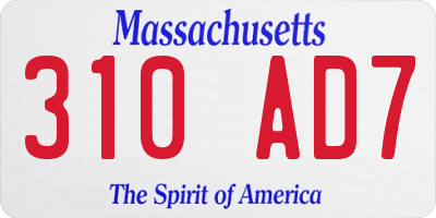MA license plate 310AD7