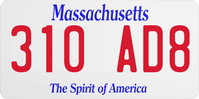 MA license plate 310AD8