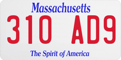 MA license plate 310AD9