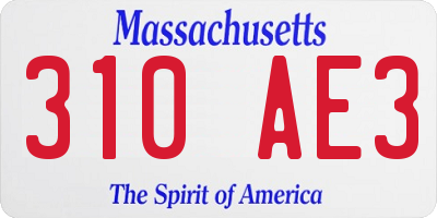 MA license plate 310AE3
