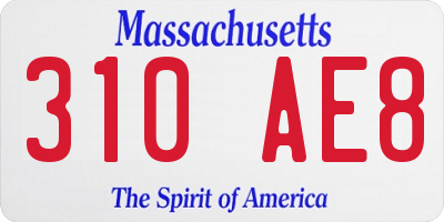MA license plate 310AE8