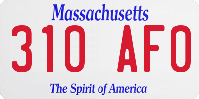 MA license plate 310AF0