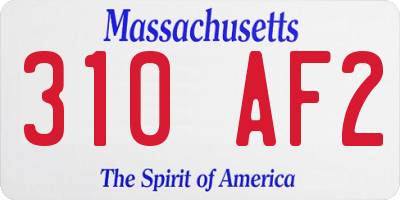 MA license plate 310AF2