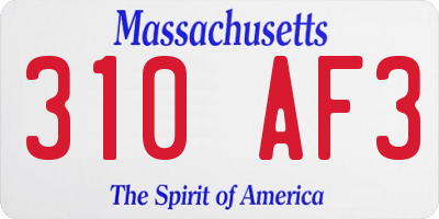 MA license plate 310AF3