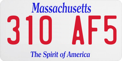 MA license plate 310AF5